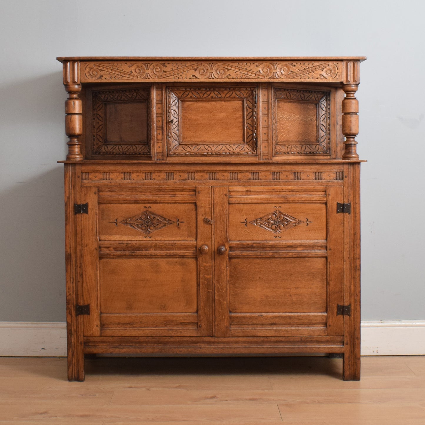 Large Solid Oak Court Cabinet