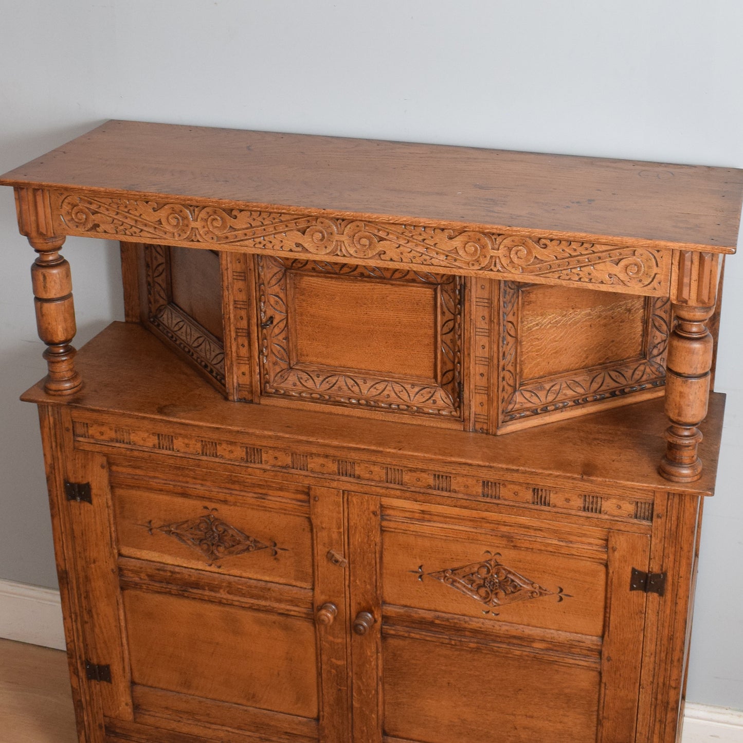 Large Solid Oak Court Cabinet