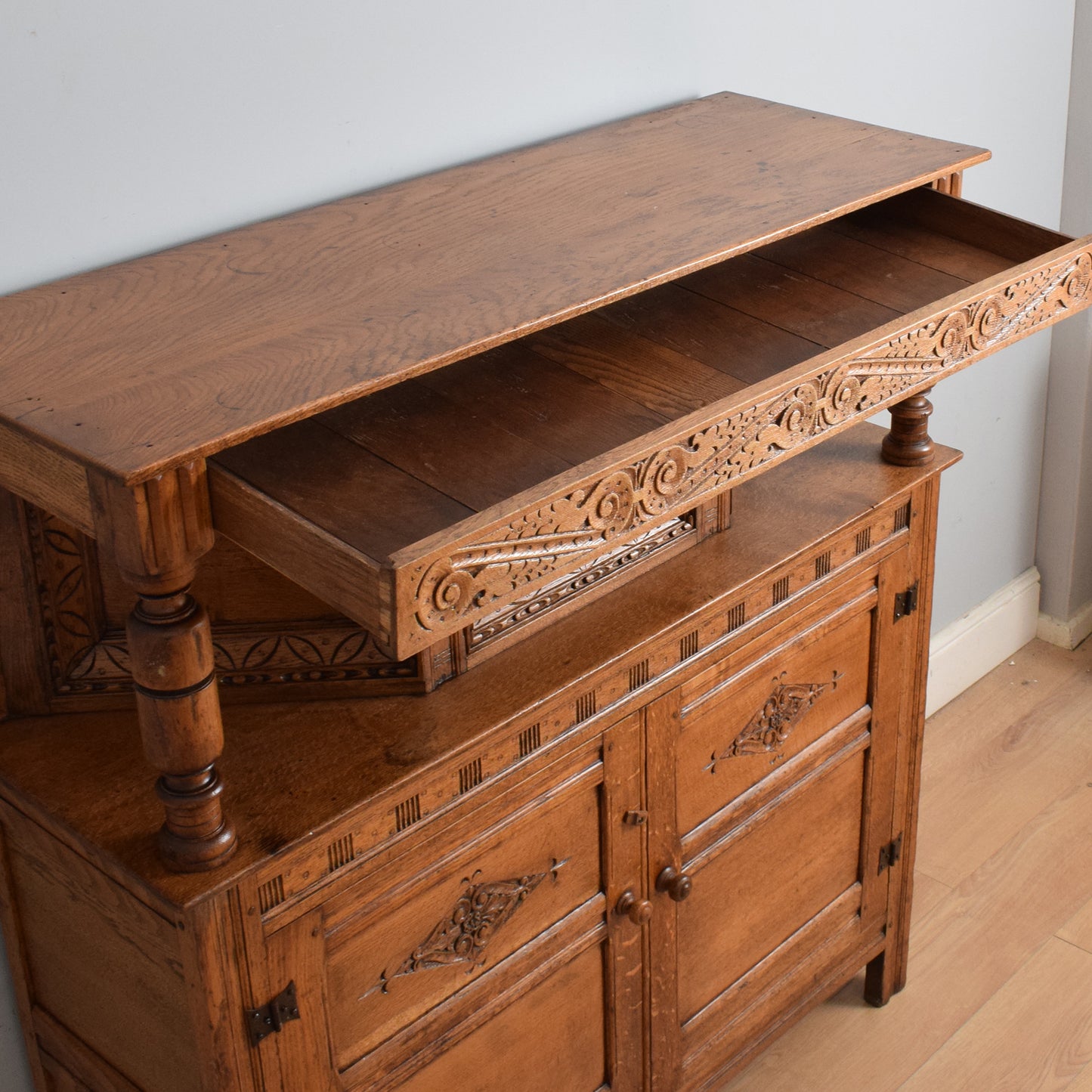 Large Solid Oak Court Cabinet