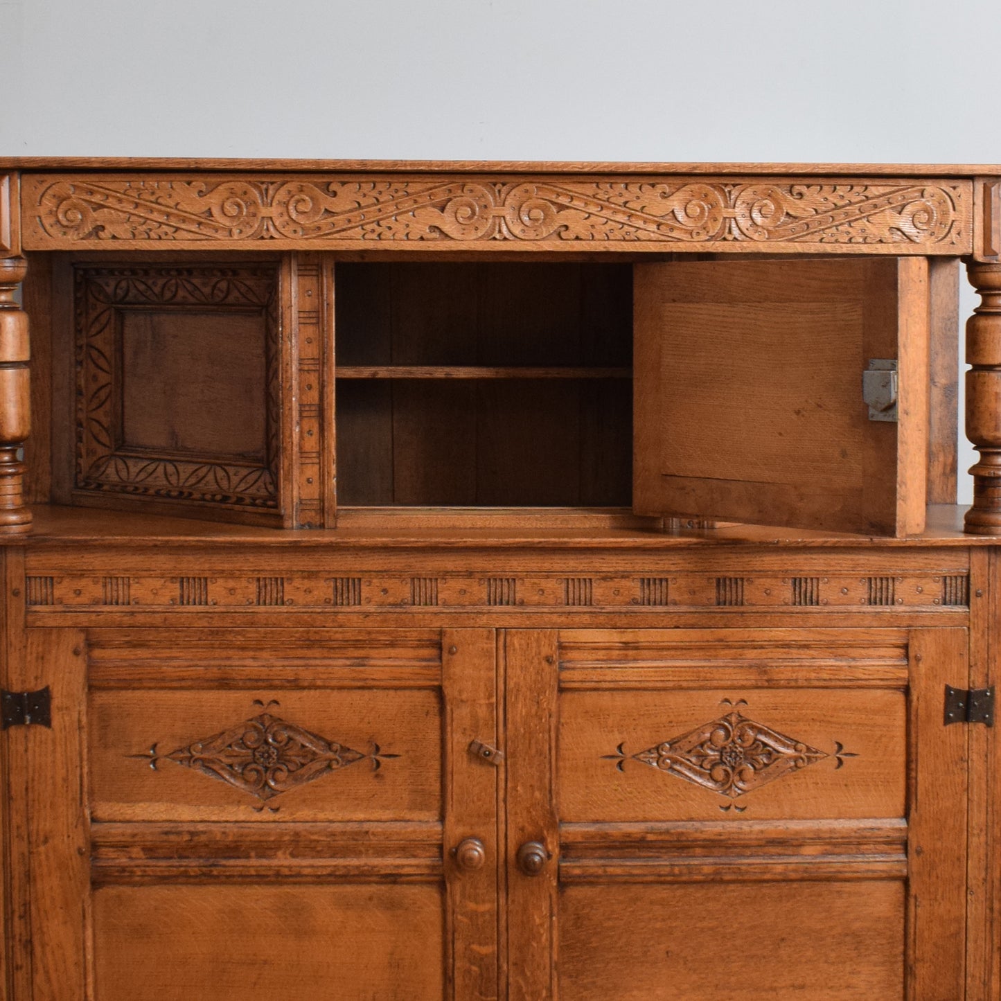 Large Solid Oak Court Cabinet