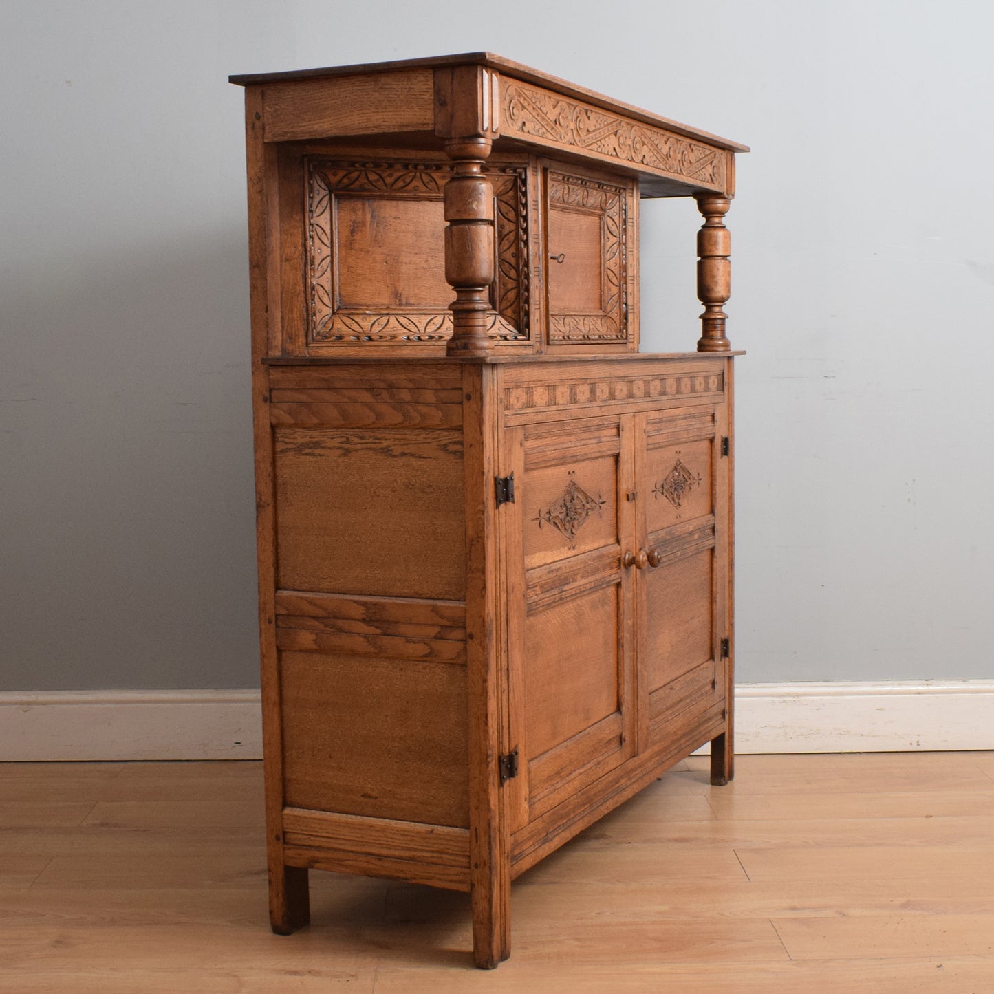 Large Solid Oak Court Cabinet