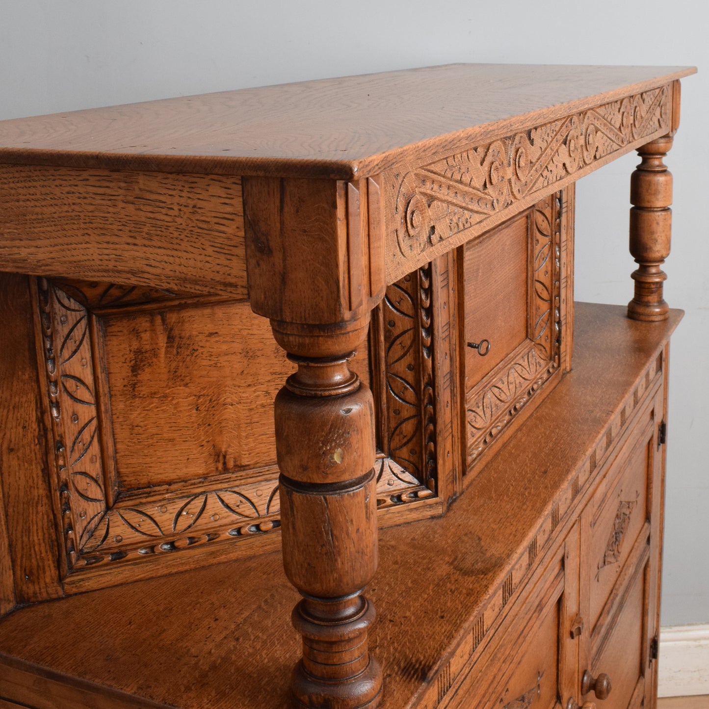 Large Solid Oak Court Cabinet