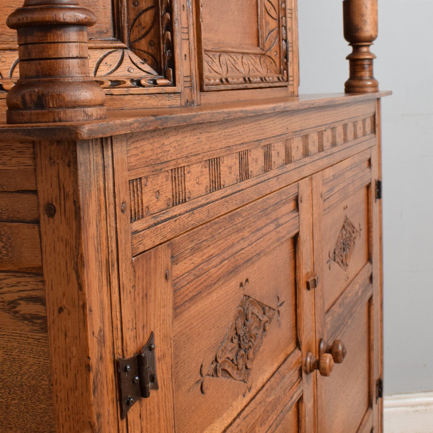 Large Solid Oak Court Cabinet