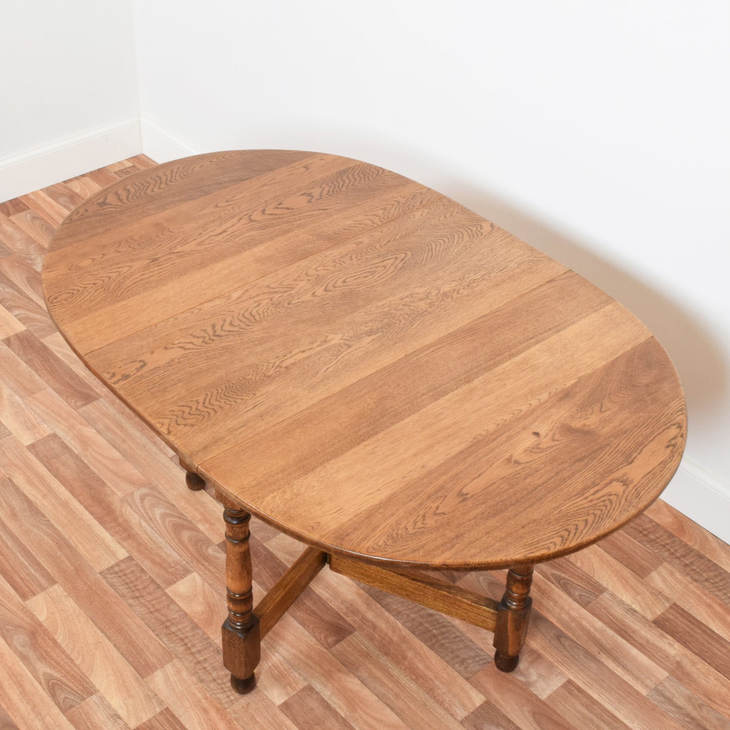 Restored Oak Drop Leaf Table and Four Chairs