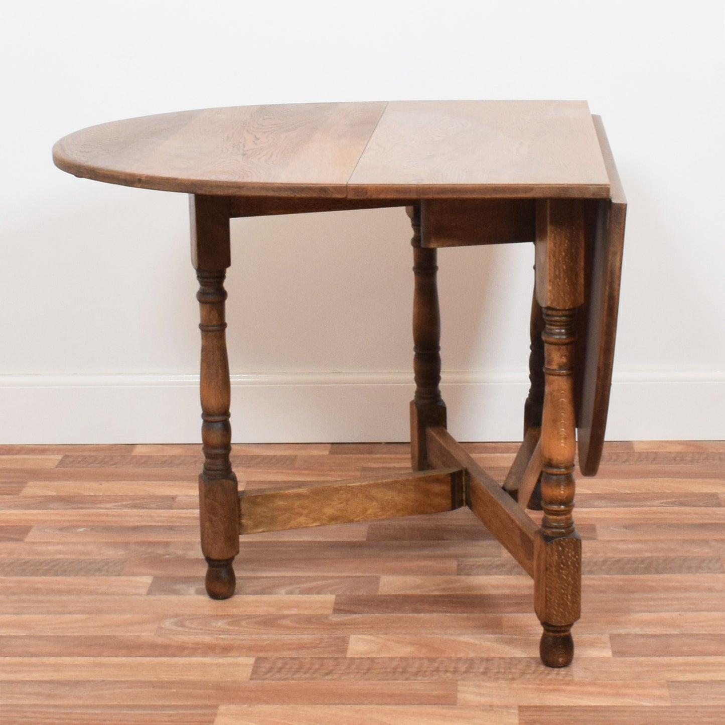 Restored Oak Drop Leaf Table and Four Chairs
