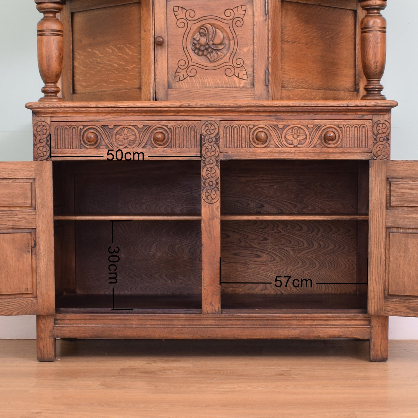 Carved Oak Court Cabinet