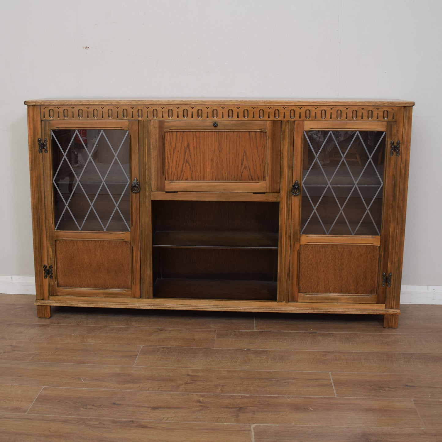 Oak Glazed Bookcase Cabinet