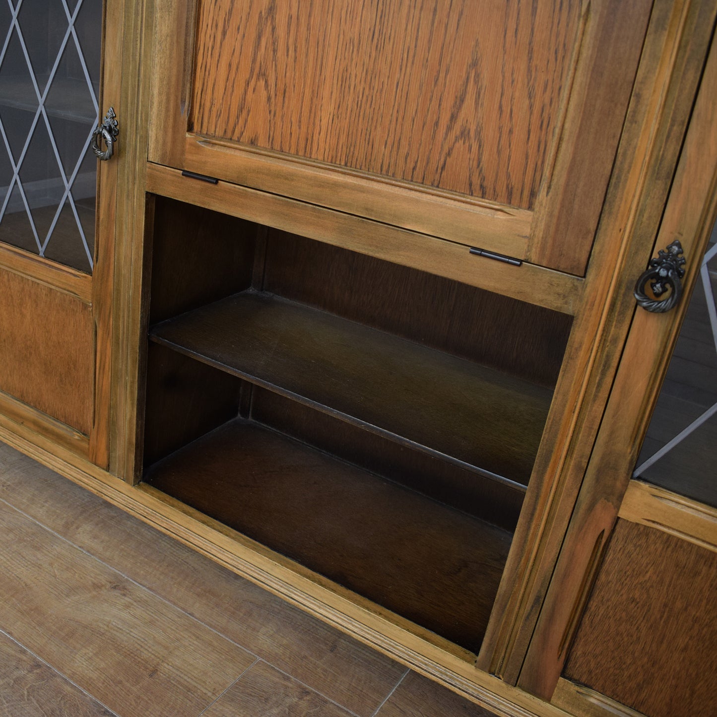 Oak Glazed Bookcase Cabinet
