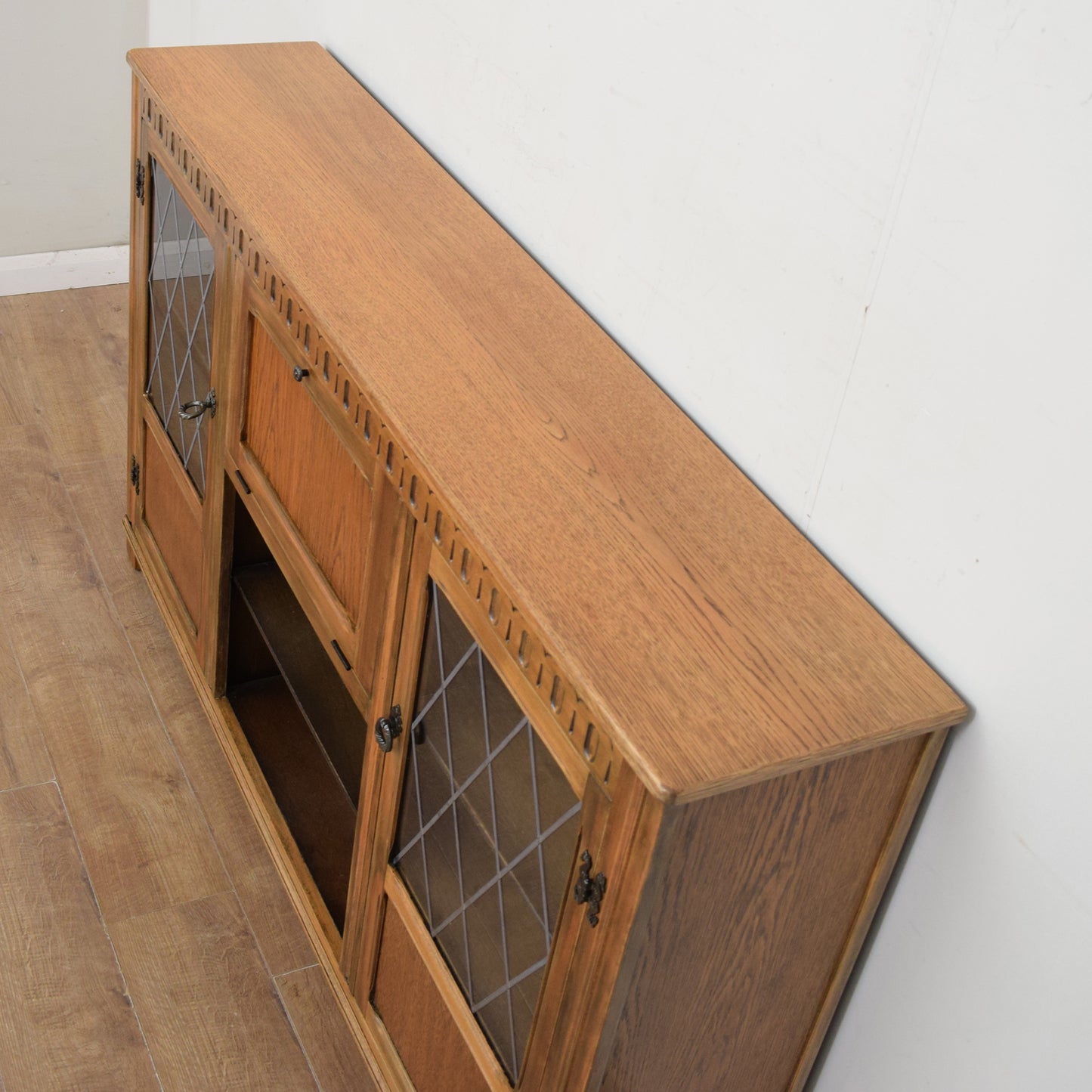 Oak Glazed Bookcase Cabinet