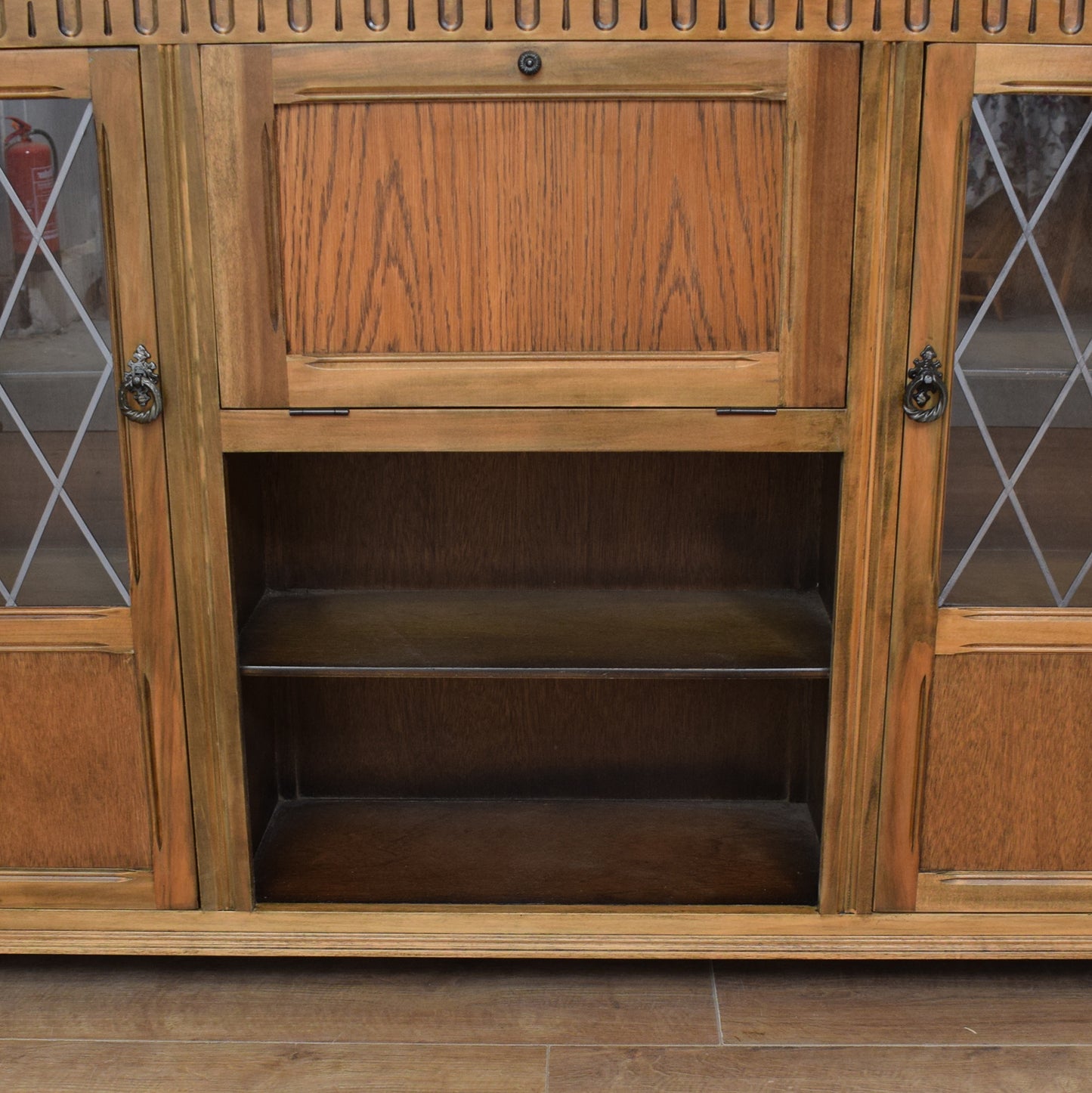 Oak Glazed Bookcase Cabinet