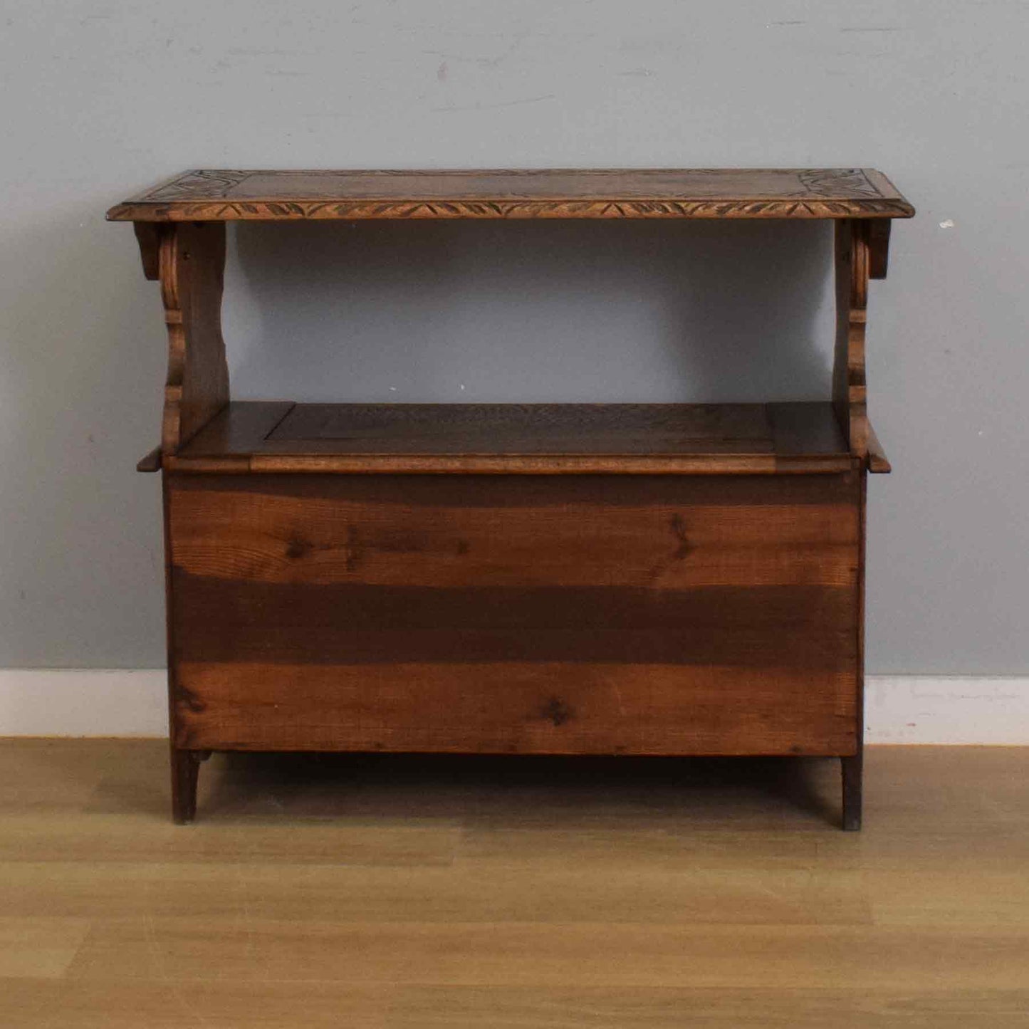 Carved Oak Monks Bench