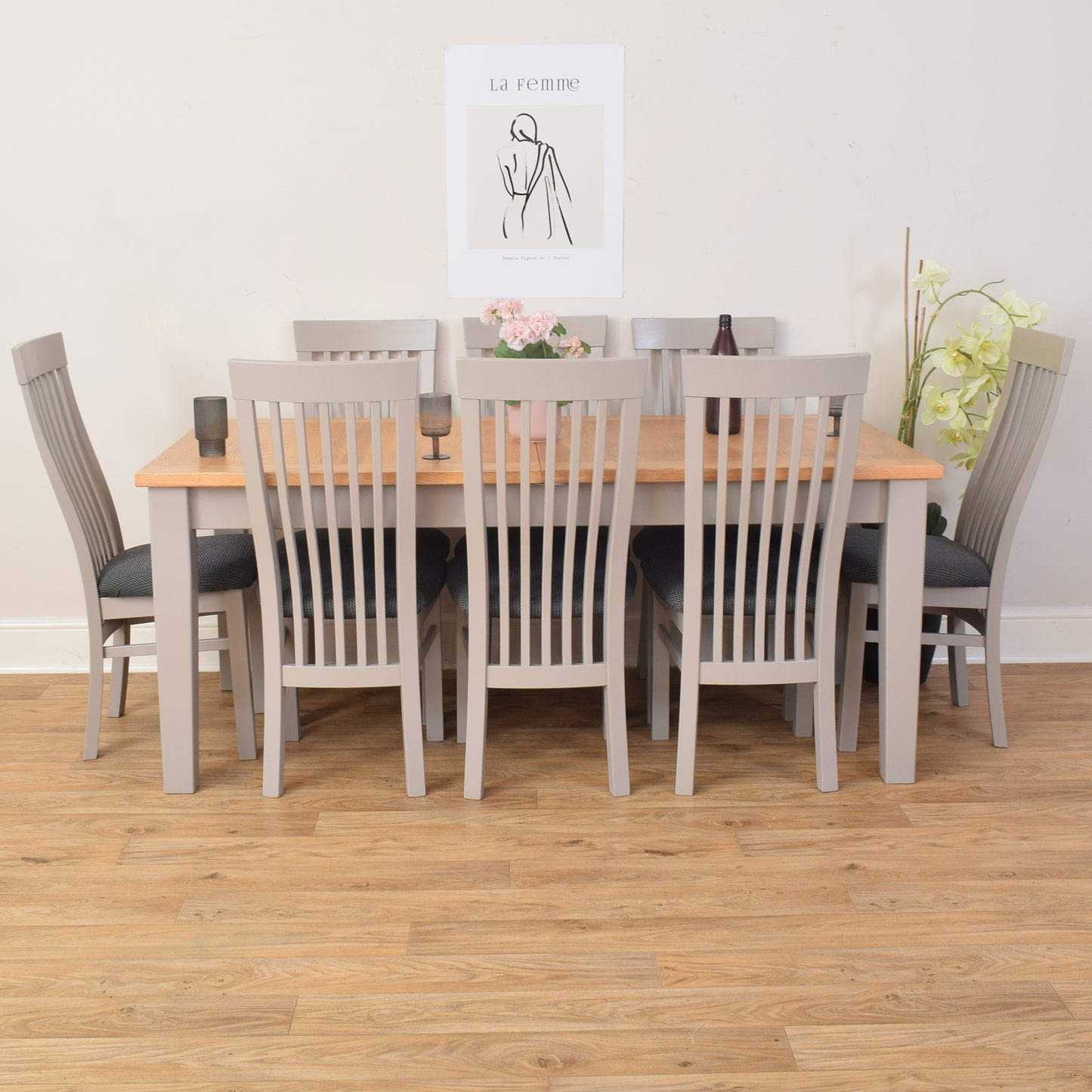 Painted Table And Eight Chairs