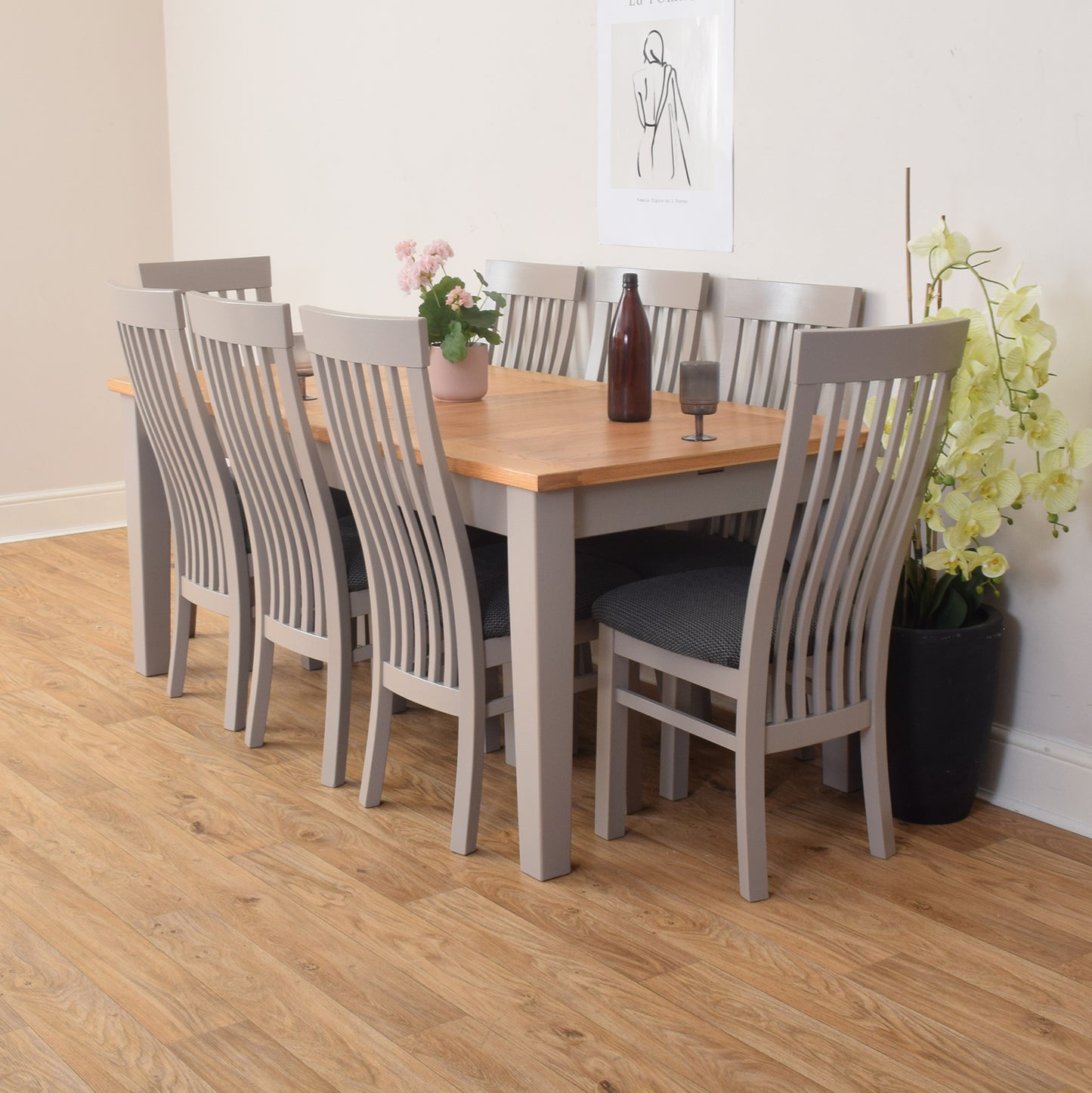 Painted Table And Eight Chairs