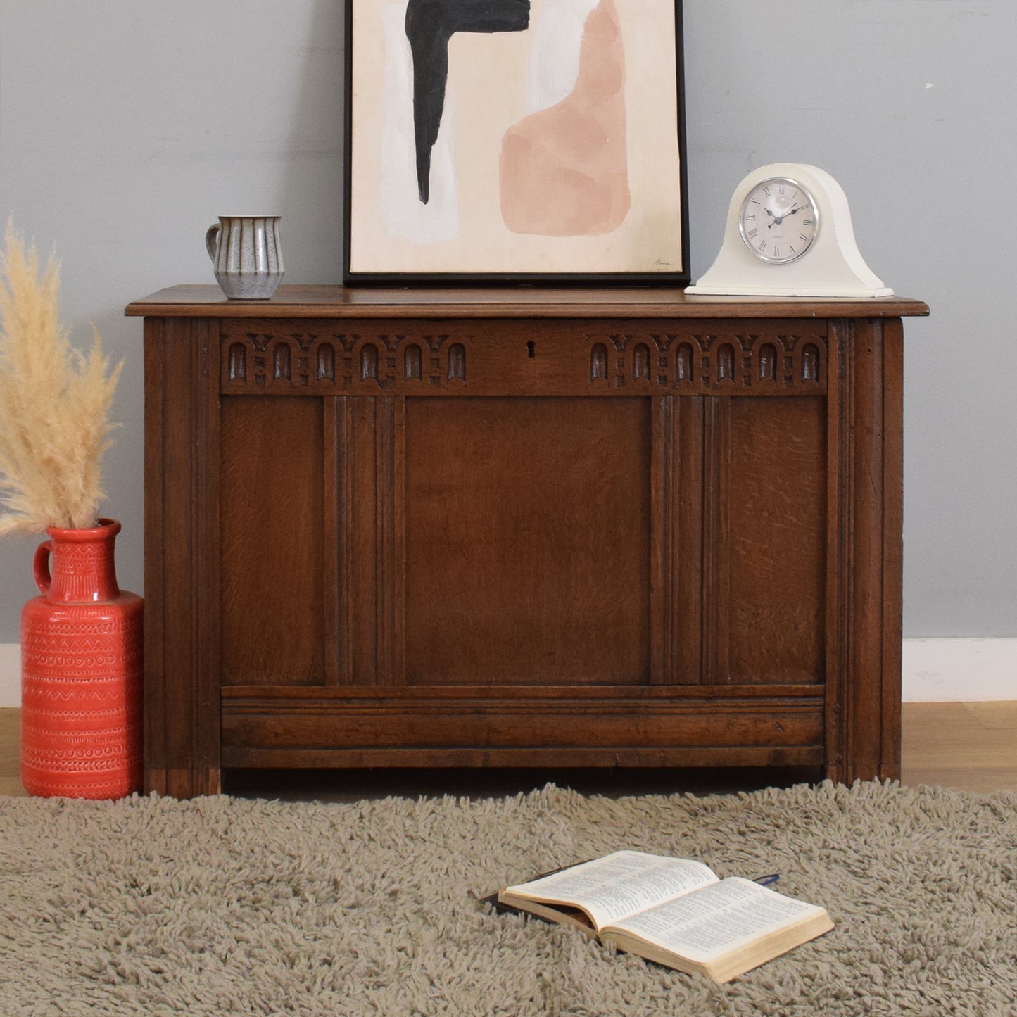 Rustic Antique Oak Blanket Box
