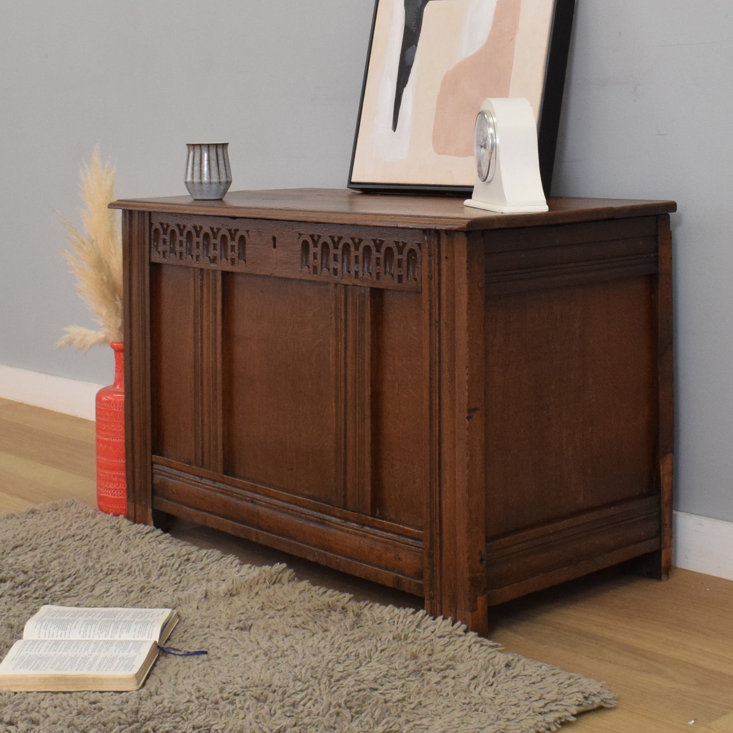 Rustic Antique Oak Blanket Box
