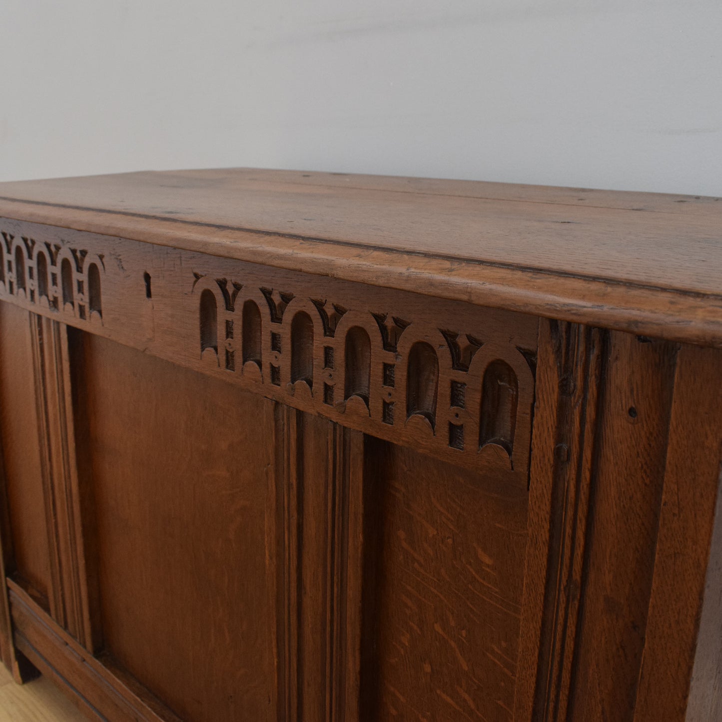 Rustic Antique Oak Blanket Box