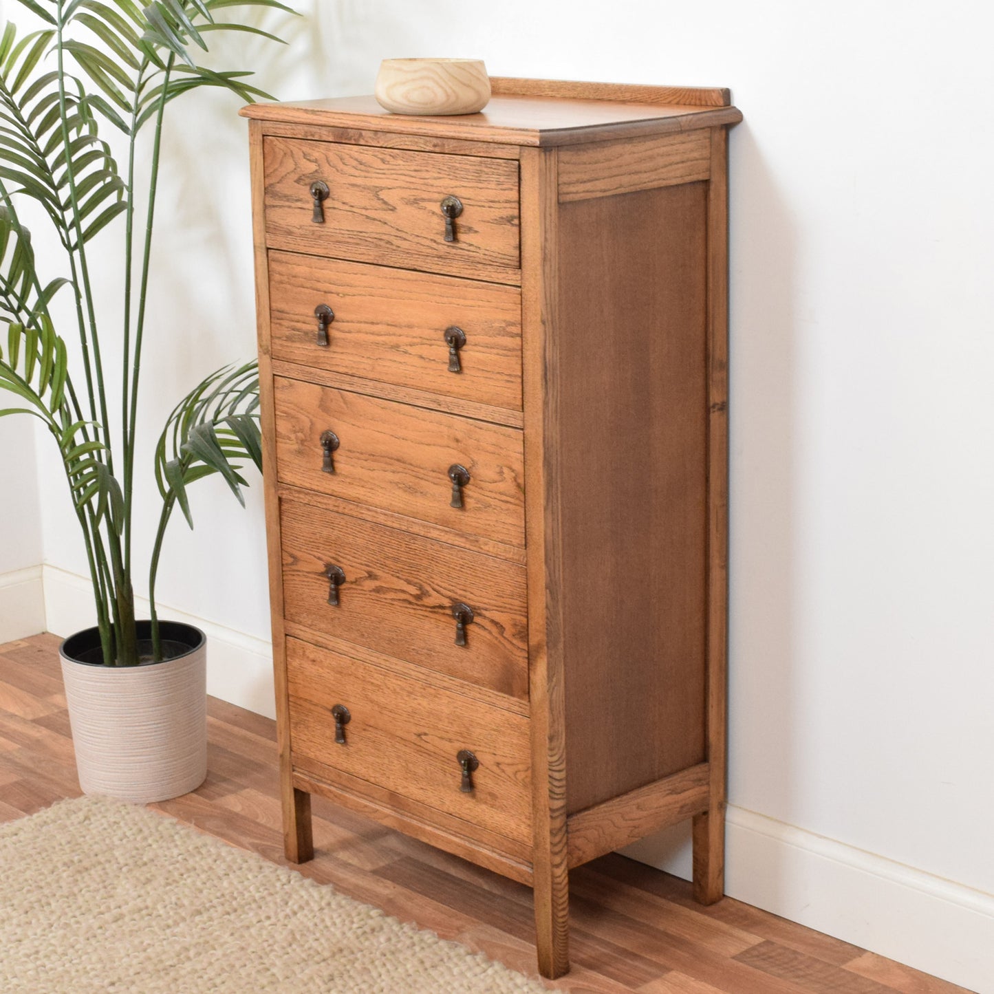 Tall Oak Chest of Drawers
