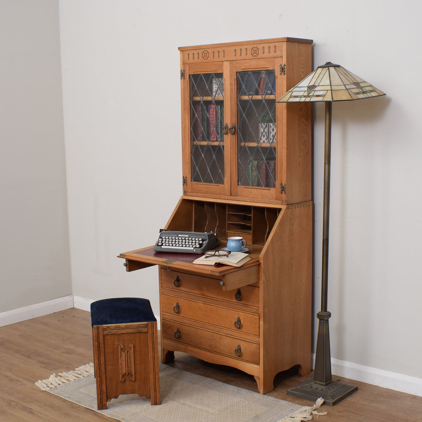 Vintage Oak Bureau Bookcase