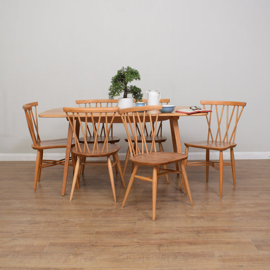 Ercol Windsor Plant Table And Six Chairs