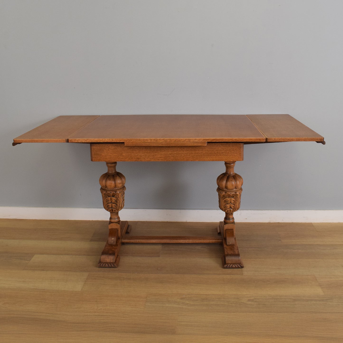 Oak Draw-Leaf Dining Table and Four
