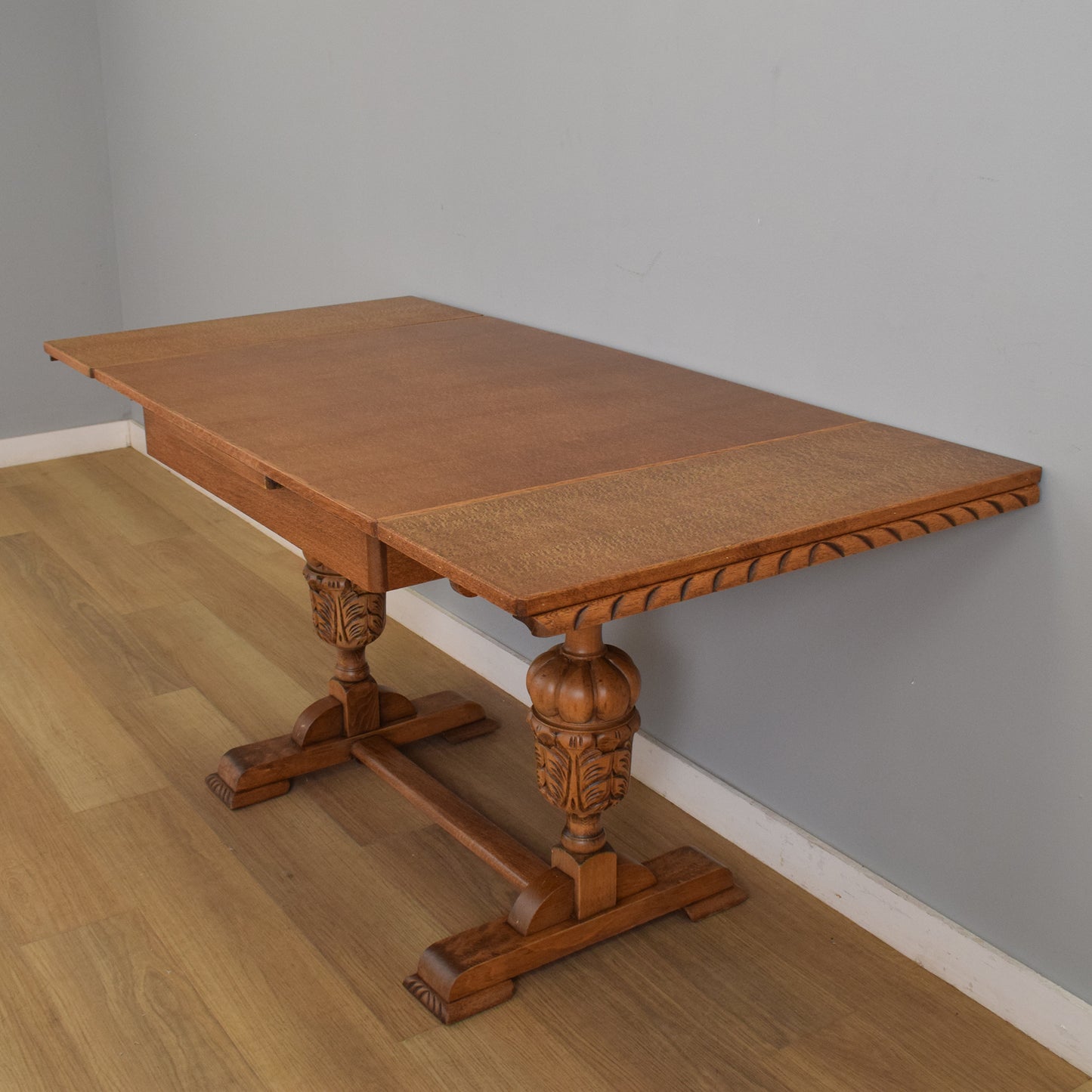 Oak Draw-Leaf Dining Table and Four