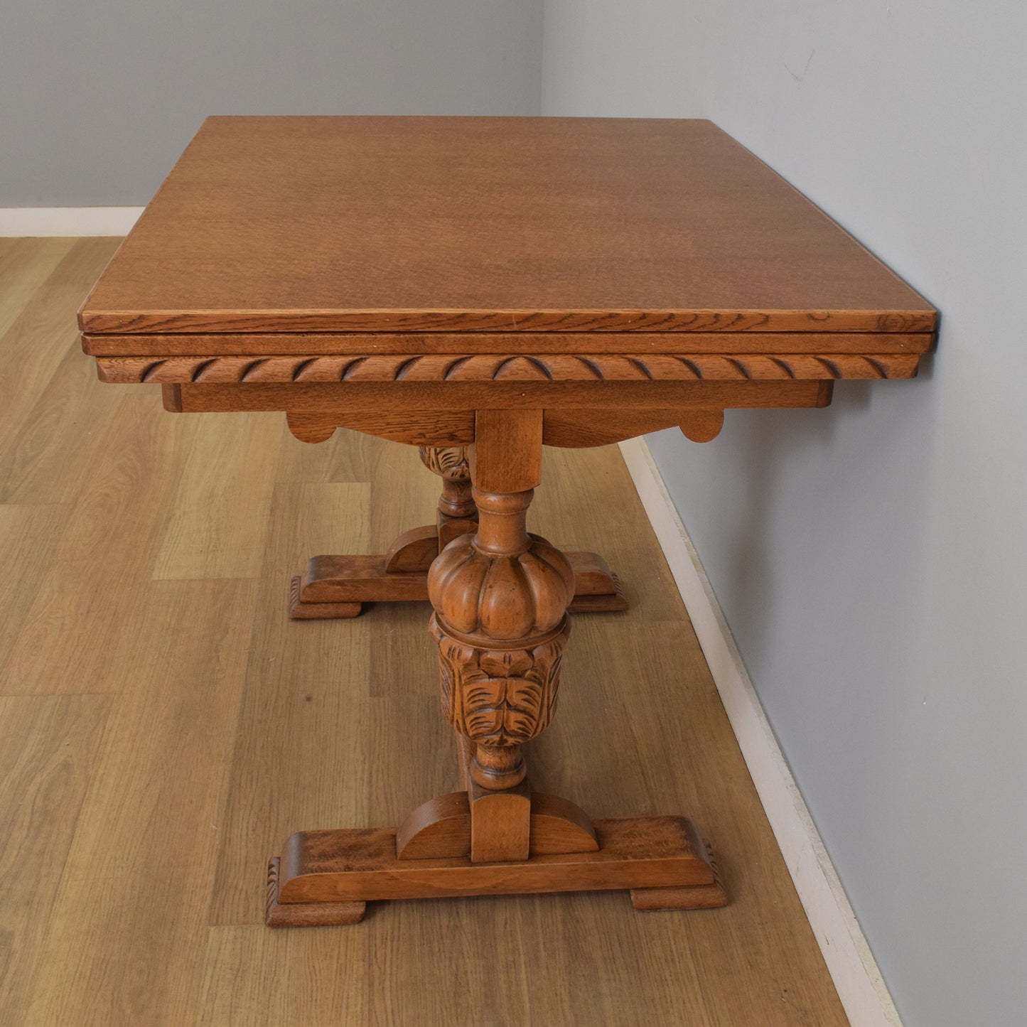 Oak Draw-Leaf Dining Table and Four
