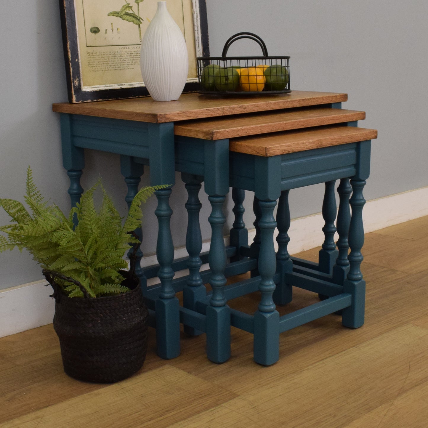 Painted Oak Nest of Tables