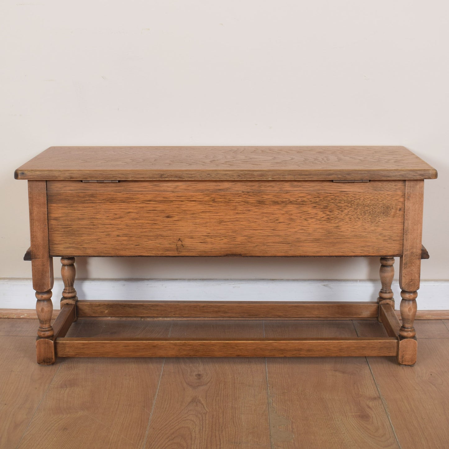 Carved Oak Side Table with Storage