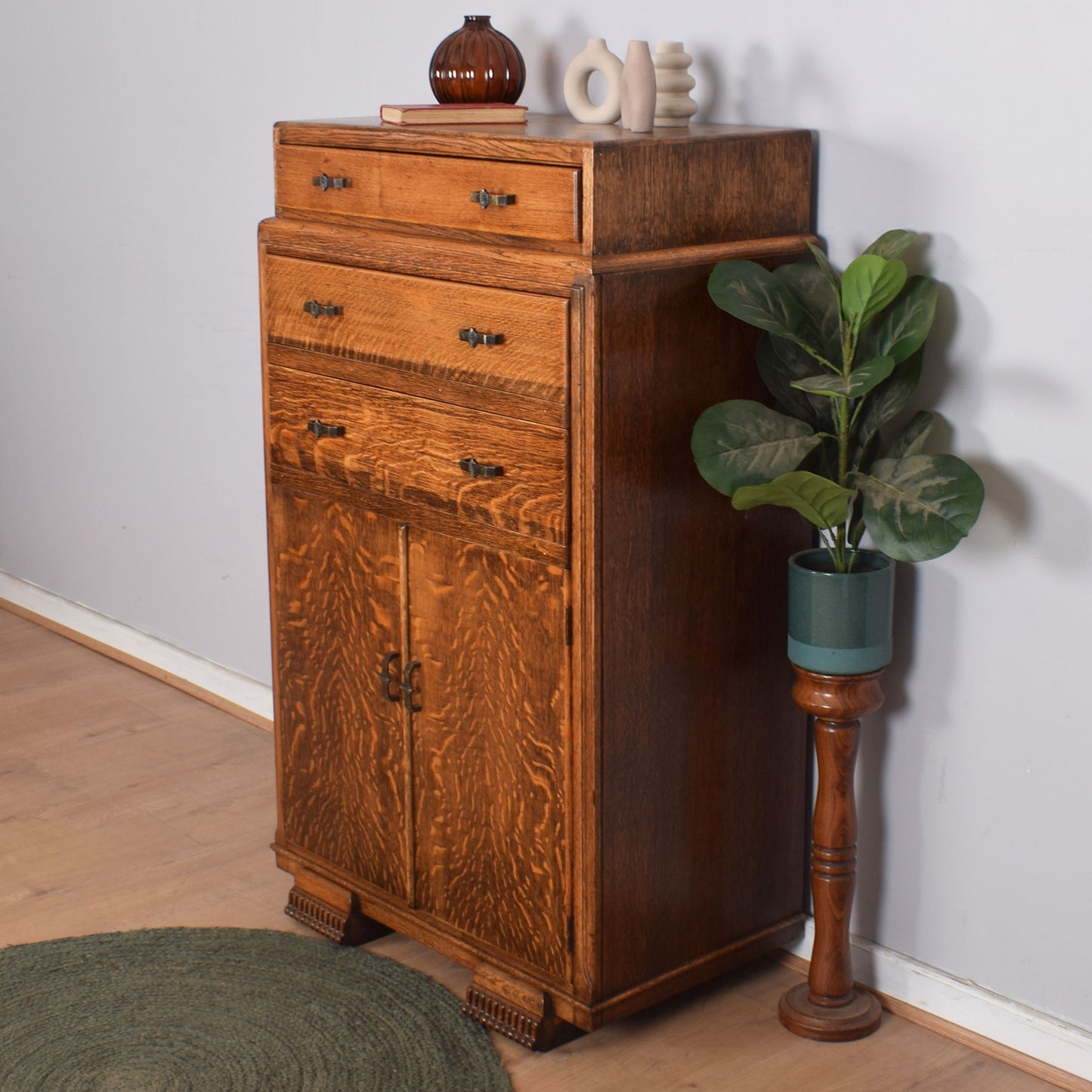 Oak Art-Deco Tallboy