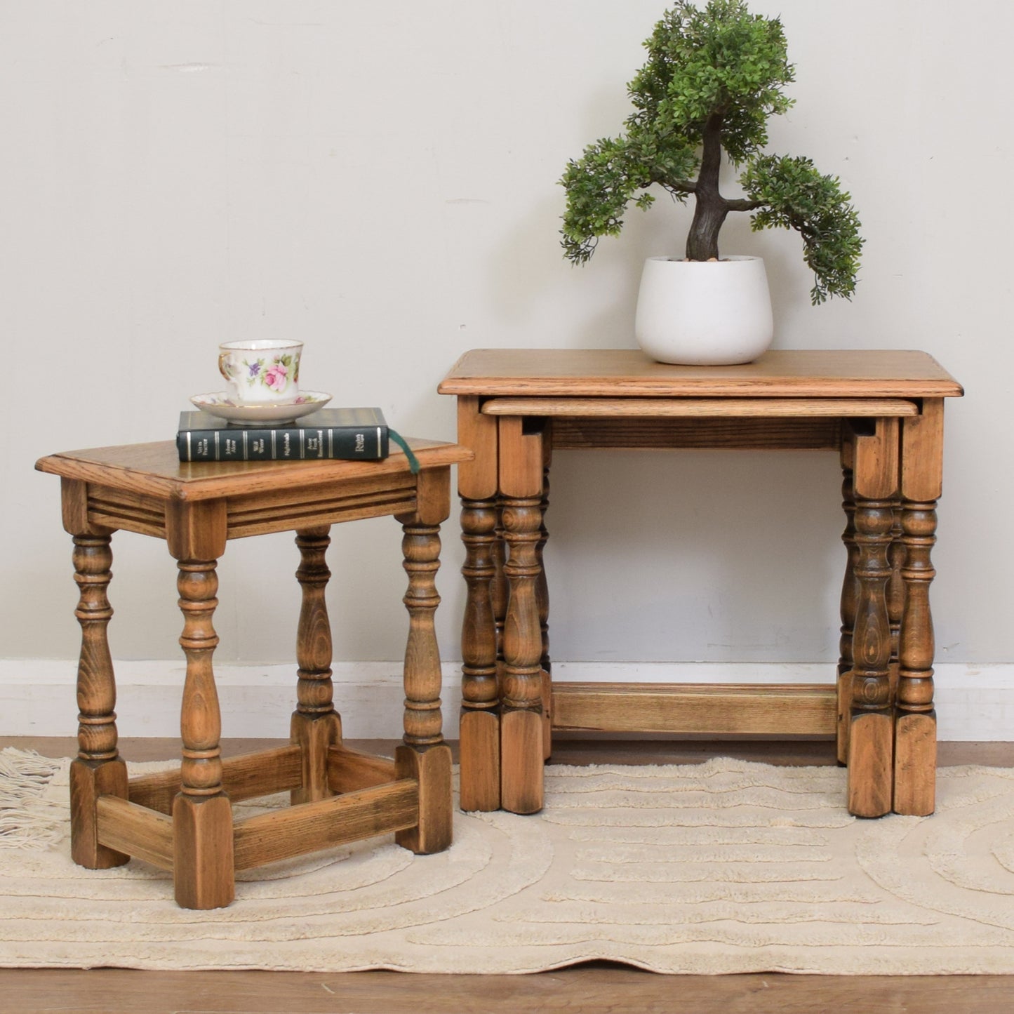 Solid Oak Bevan Funnell Nest Of Tables