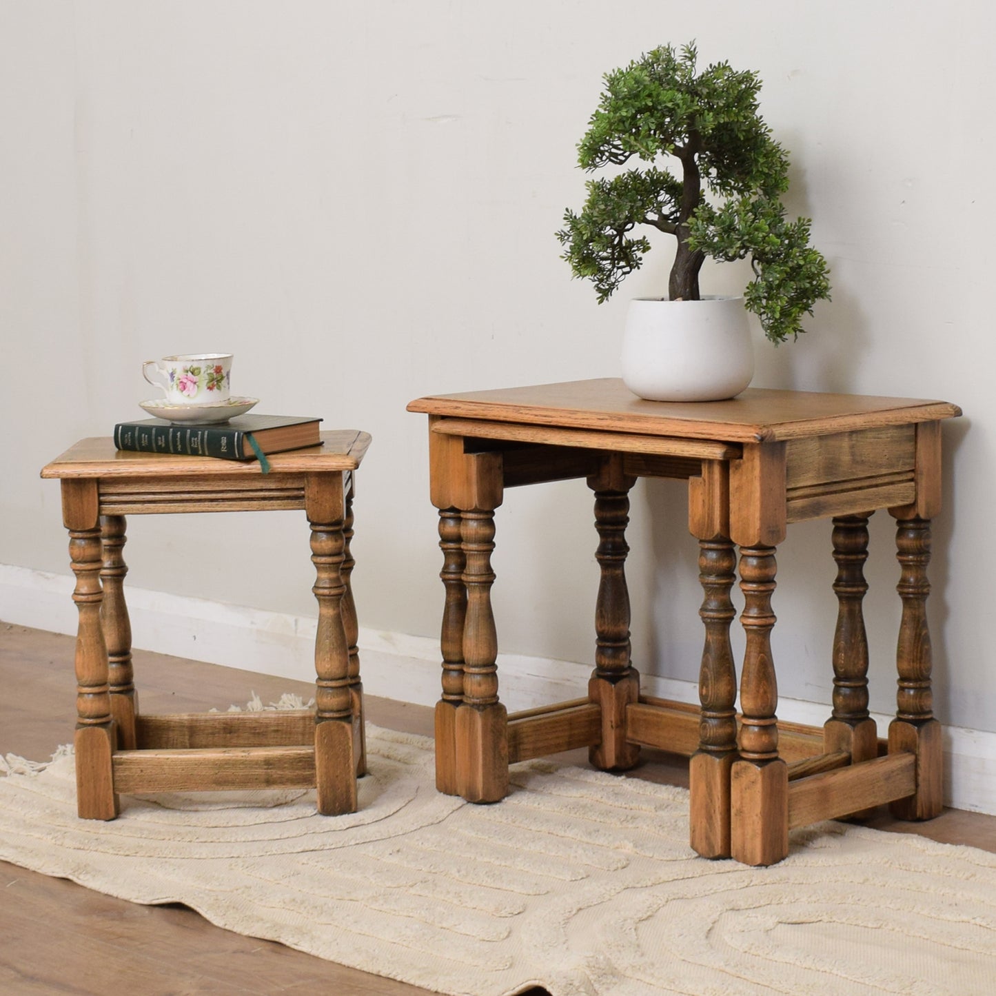 Solid Oak Bevan Funnell Nest Of Tables