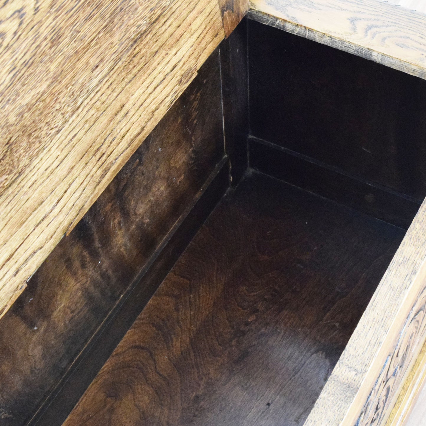 Carved Oak Monks Bench