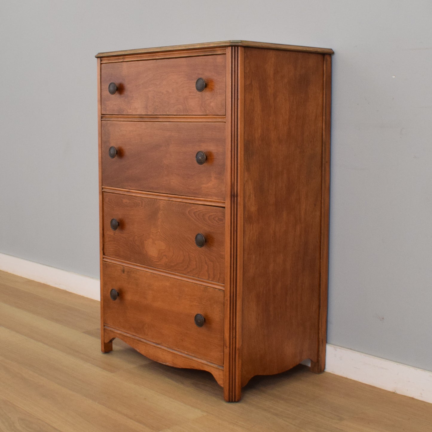 Refinished Oak Veneer Chest of Drawers