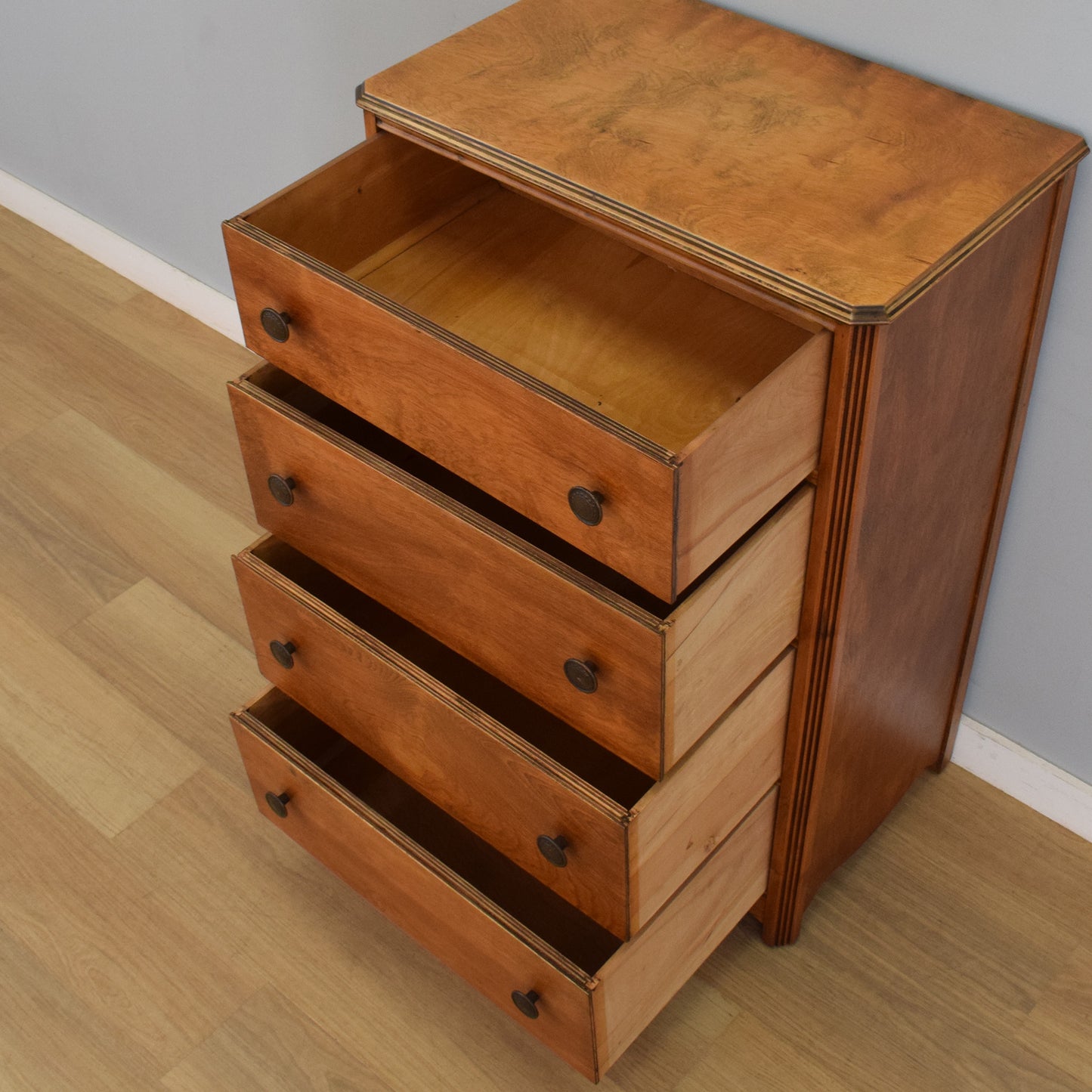 Refinished Oak Veneer Chest of Drawers