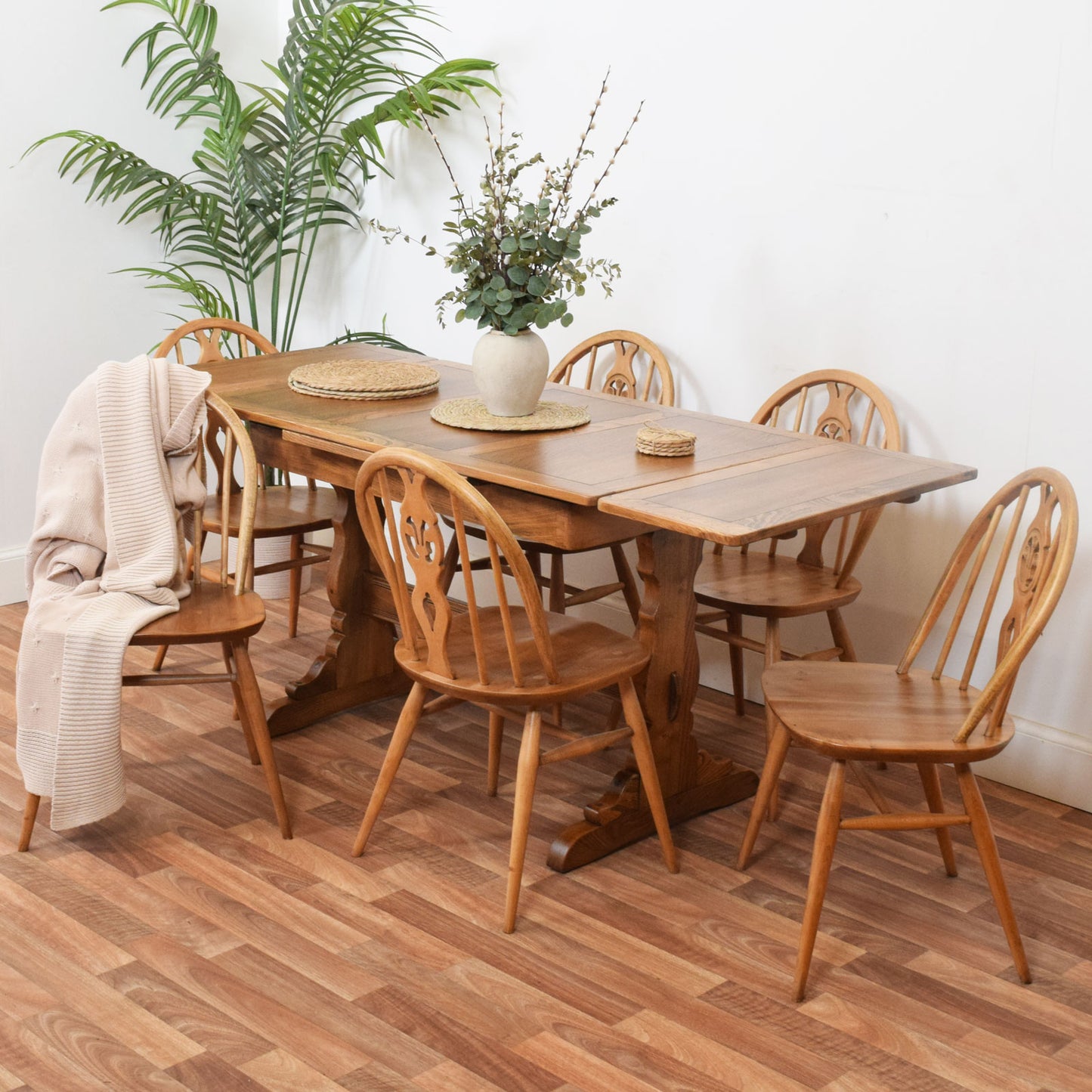 Ercol Draw Leaf Table and Six Chairs