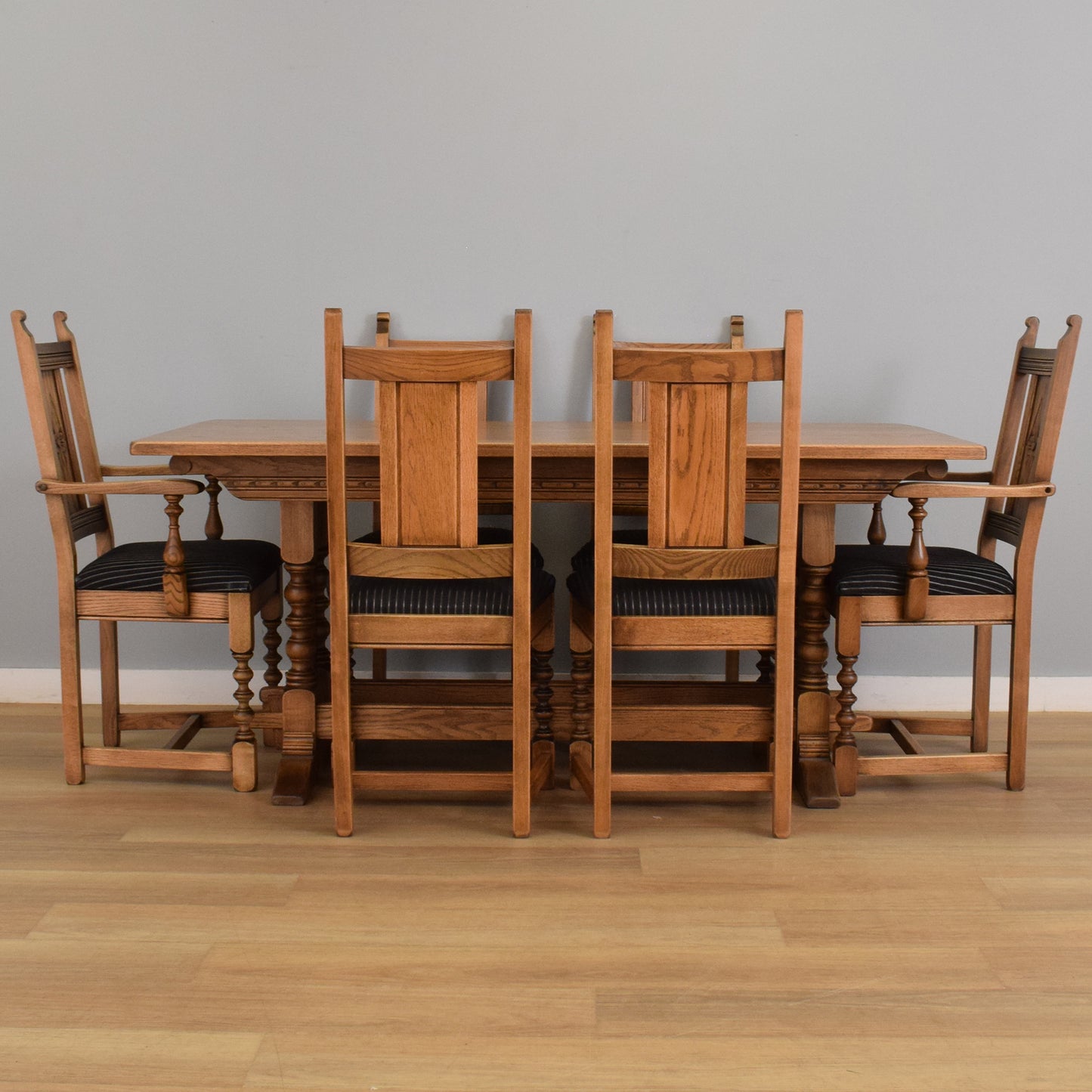 'Old Charm' Oak Table and Six Chairs