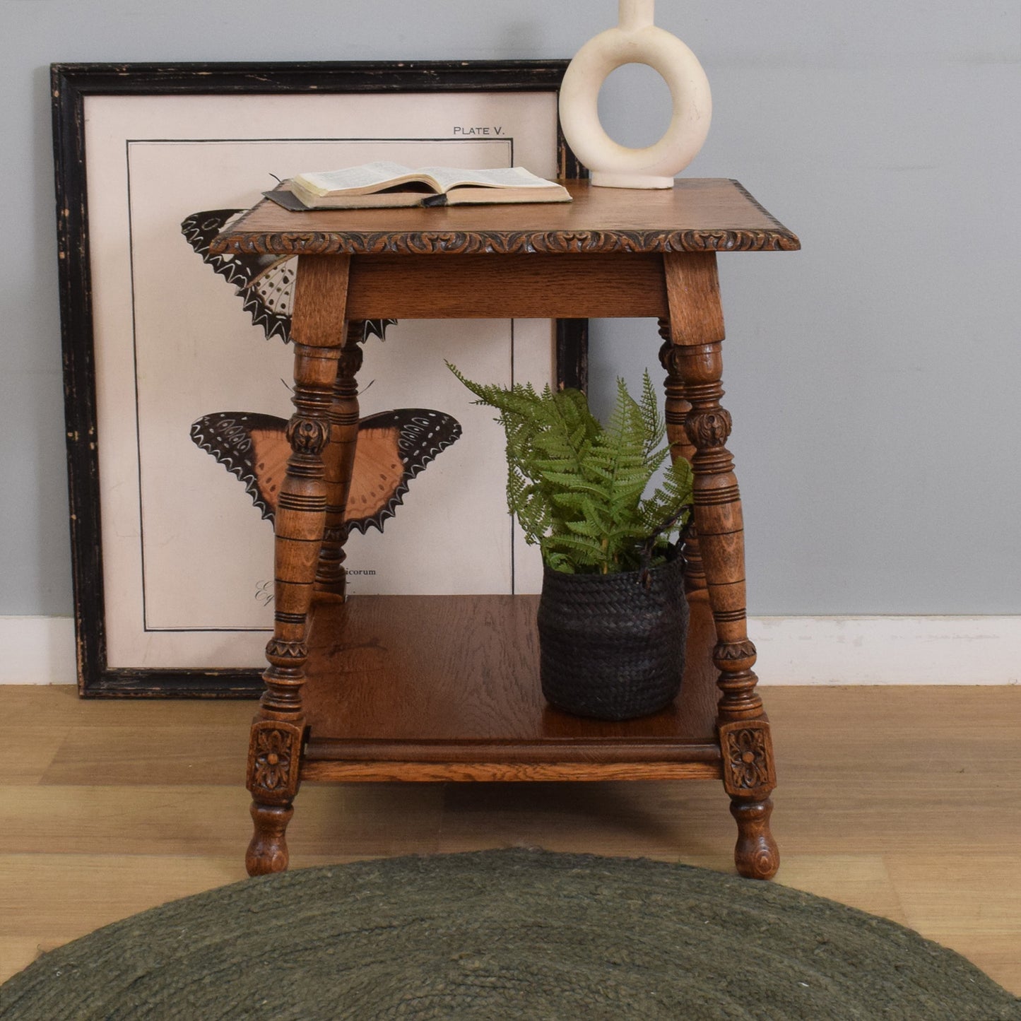 Carved Oak Side Table