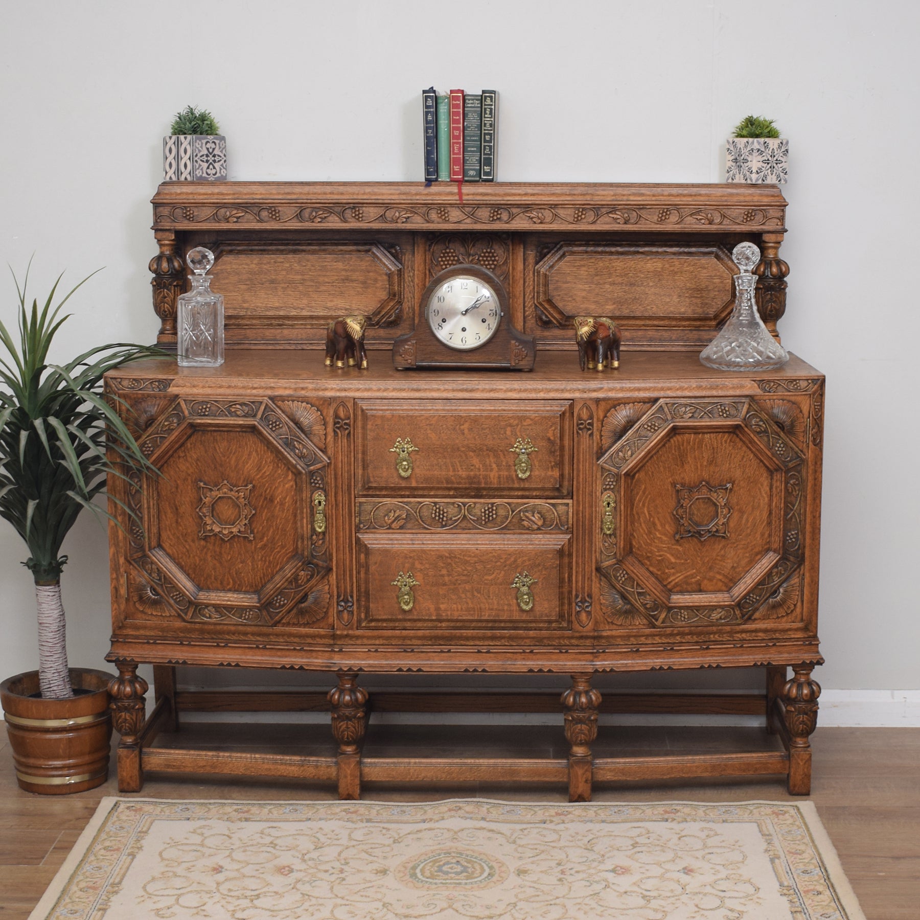 Vintage Carved Oak Sideboard - Main Image