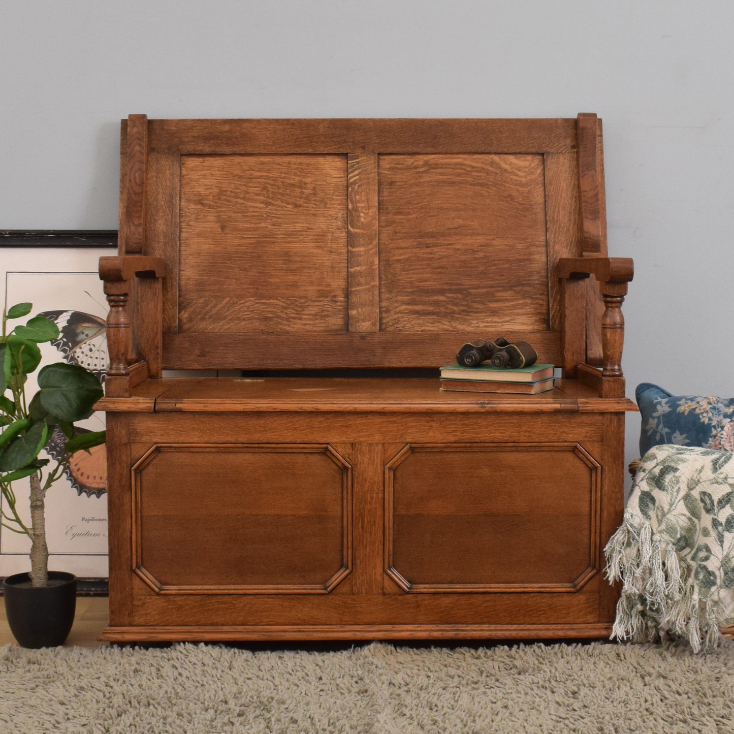 Restored Oak Monks Bench