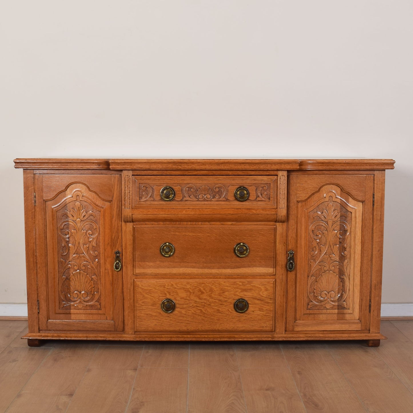 Large Ornate Carved Oak Sideboard