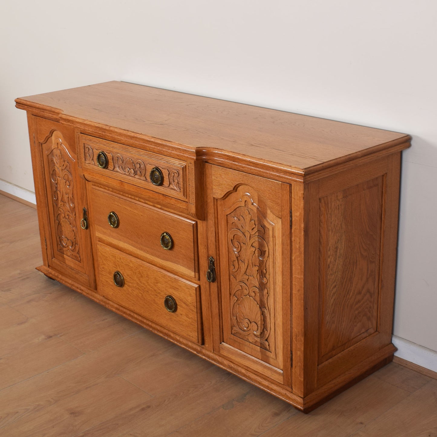 Large Ornate Carved Oak Sideboard
