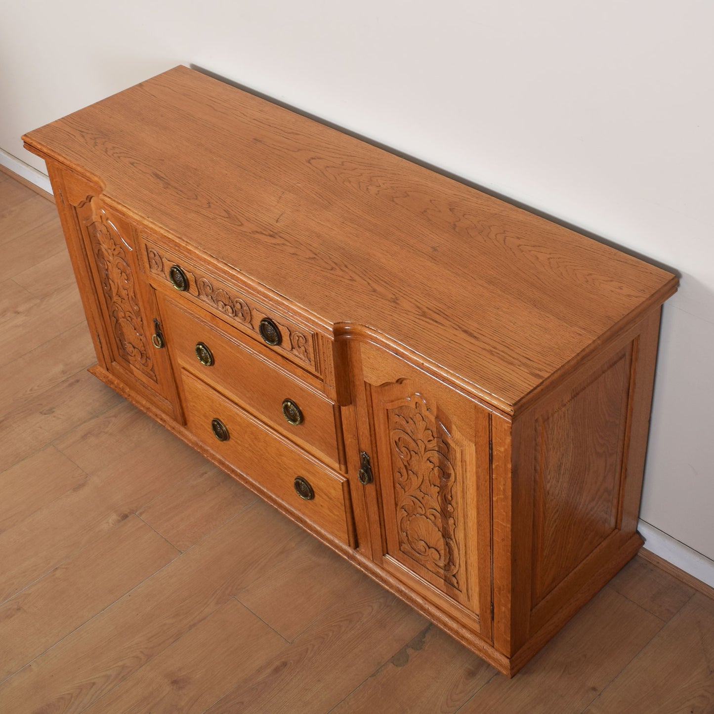 Large Ornate Carved Oak Sideboard