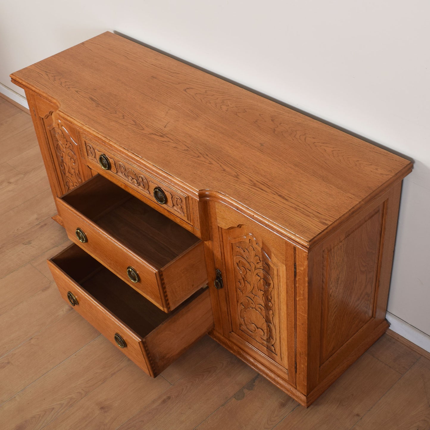 Large Ornate Carved Oak Sideboard