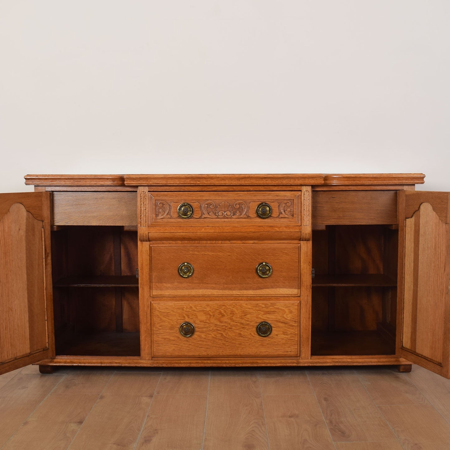 Large Ornate Carved Oak Sideboard
