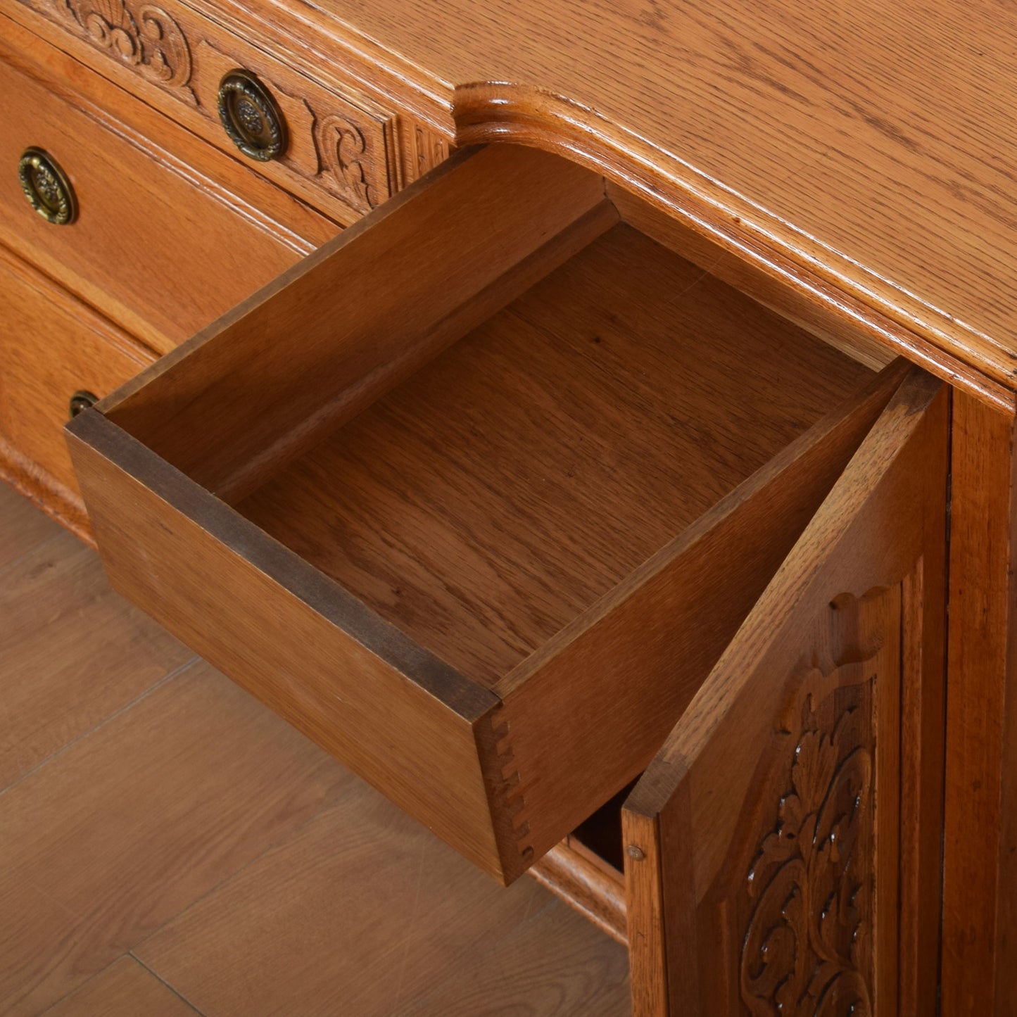 Large Ornate Carved Oak Sideboard