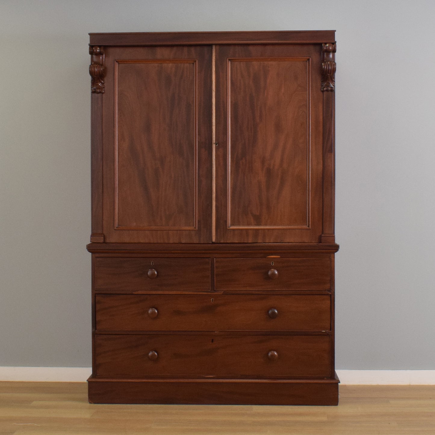 Large Mahogany Linen Press