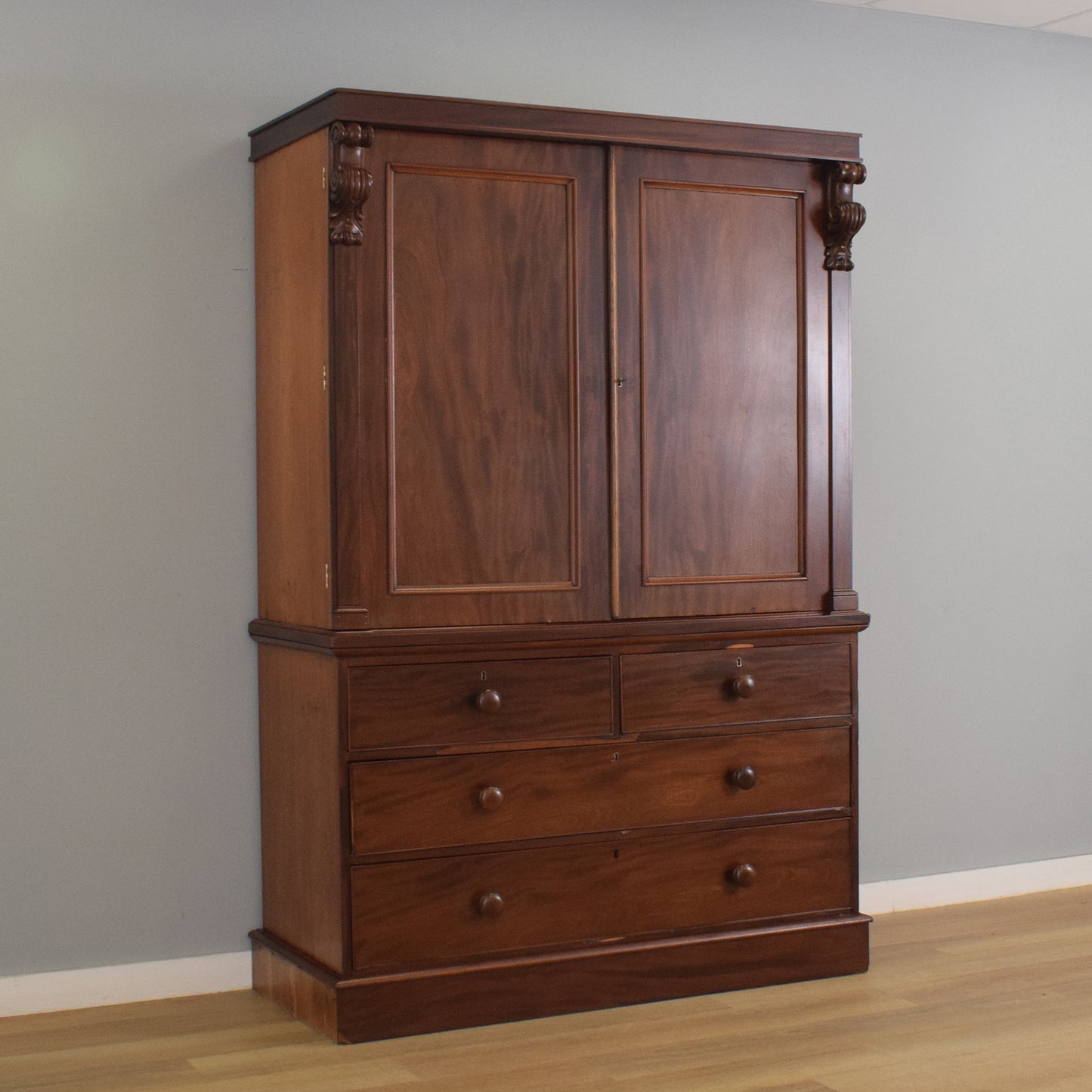 Large Mahogany Linen Press