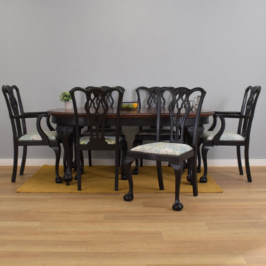 Painted Mahogany Table and Six Chairs