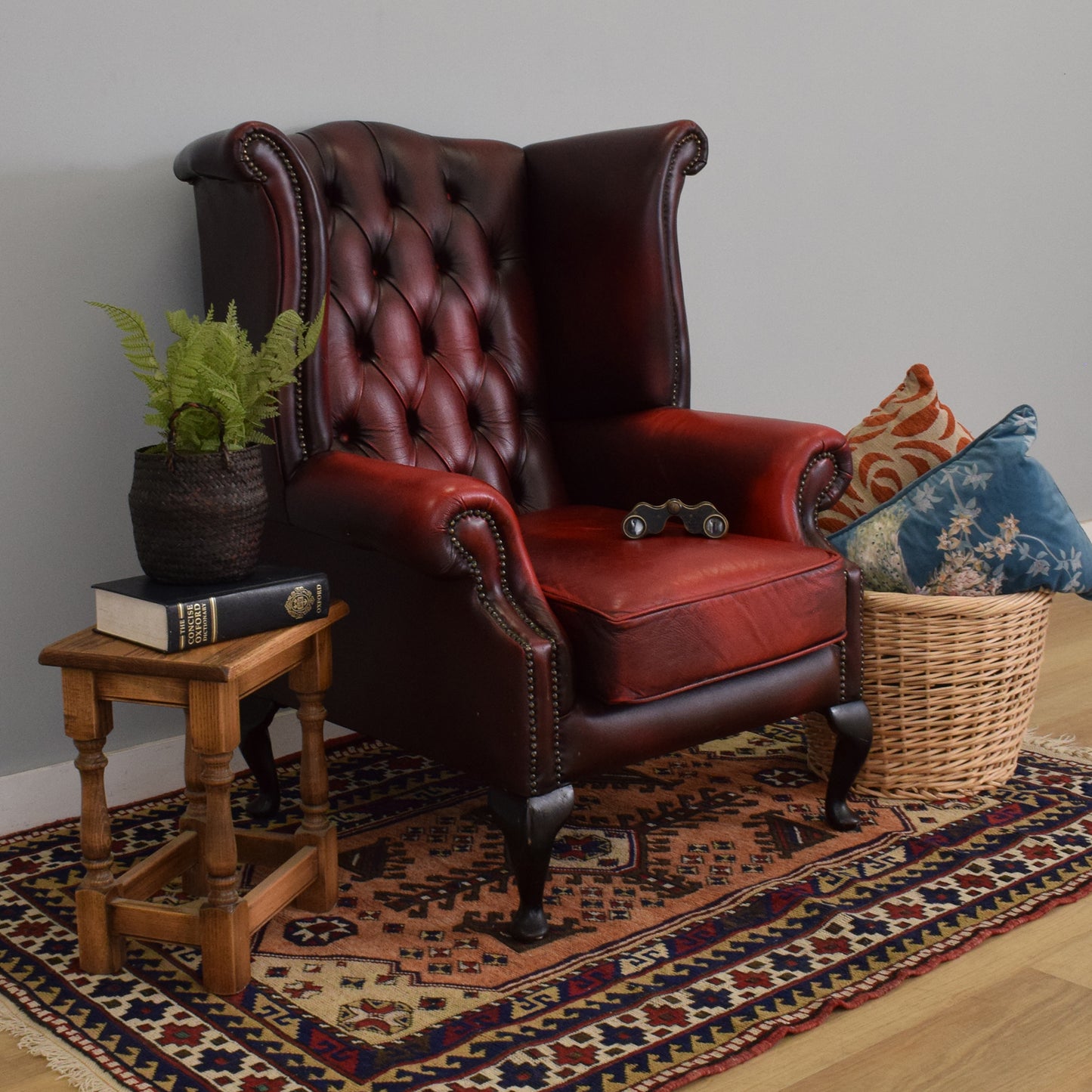 'Oxblood' Chesterfield Wingback Chair