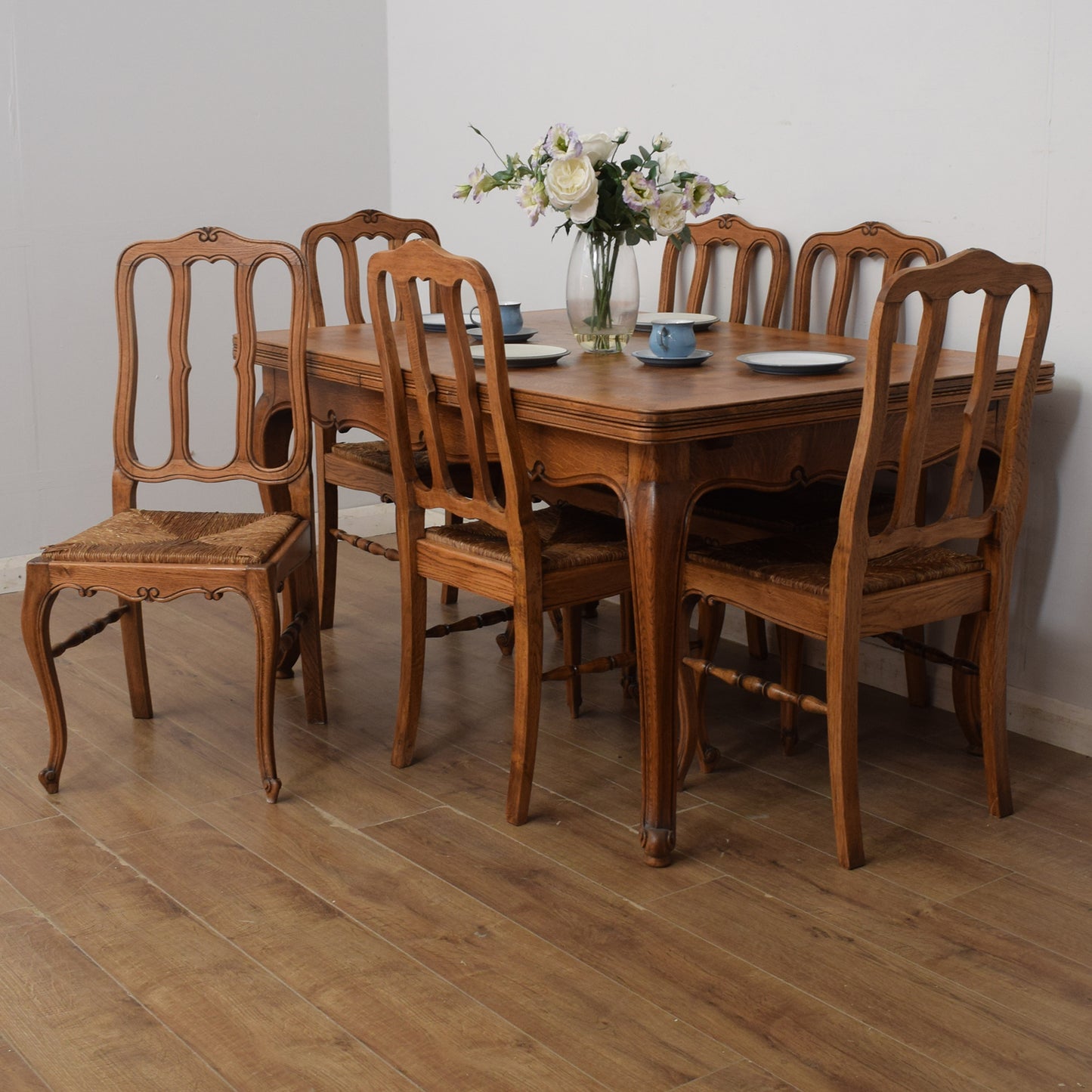 Extendable French Table and Six Chairs